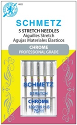 Chrome Stretch Schmetz Needle 5 pack, Size 75/11