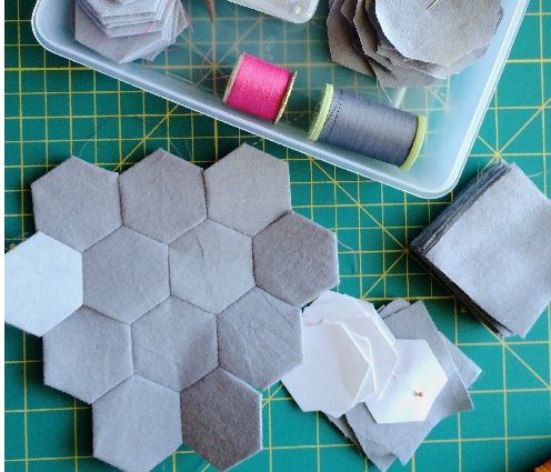 Hexagon English Paper Piecing Templates Stock Image - Image of