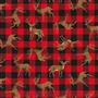 Red Deer on Plaid  Cotton Fabric 44"x36"