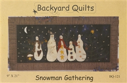 Snowman Gathering Pattern Wool Applique