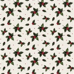 Christmas Holly Cream Cotton Fabric