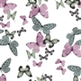 Butterflies in the Garden  Traveling Butterflies Moonlit Purple 44"x36"
