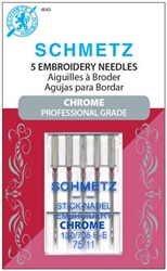 4045 #75/11  Embroidery Needles  Chrome Schmetz 5pk