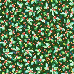 Holly Evergreen Christmas Cotton Fabric